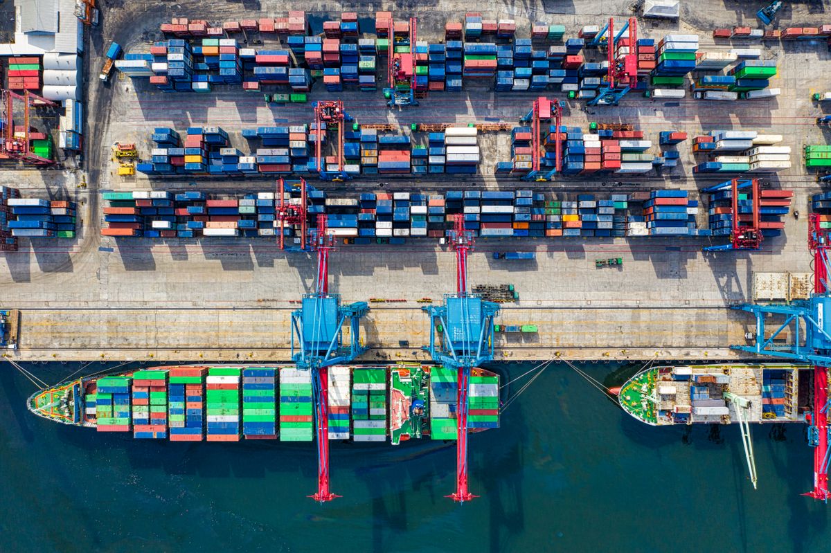 Sea freight port terminal